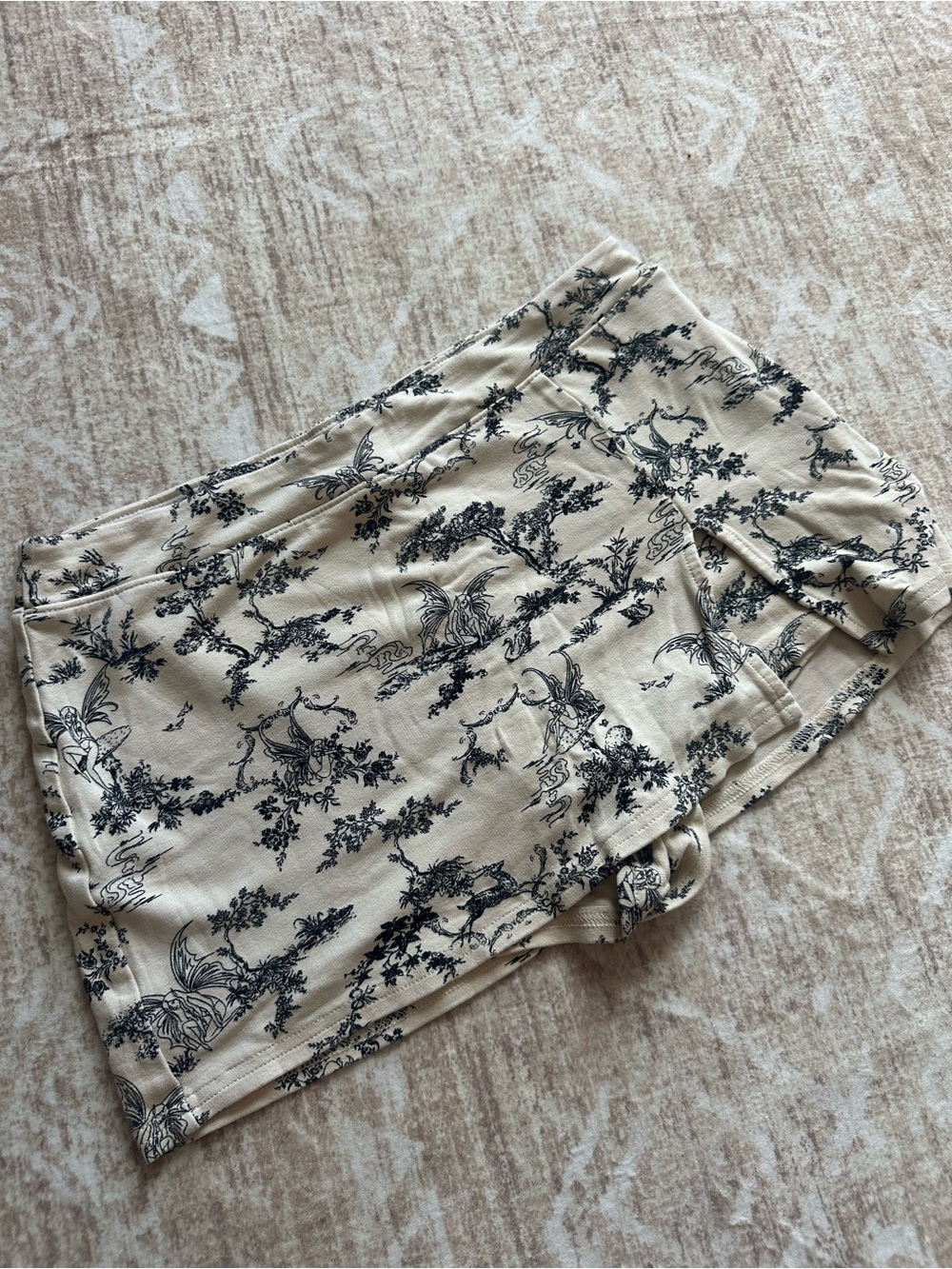 Beige Toile Print Women’s Shorts